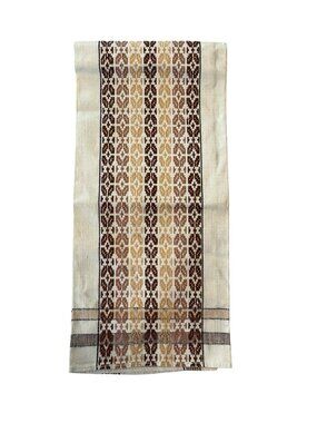 Vintage Woven Hand Towel Neutral Brown Cream Geometric Tea Towel Farmhouse Kitch